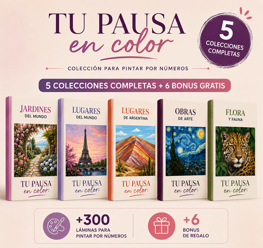 Tu Pausa en Color- Experiencia Completa de 5 Colecciones para colorear por números + 6 Bonus Gratis 🎁🎁🎁
